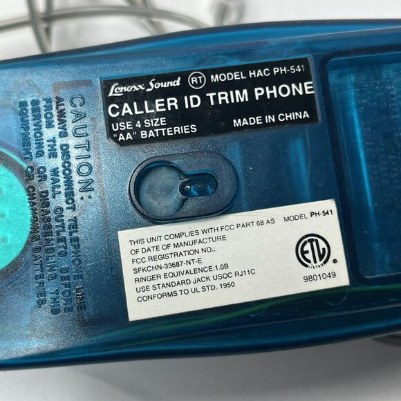 Vintage Lenoxx Sound Blue Semi Transparent Caller ID Telephone Landline WORKS - Picture 6 of 7